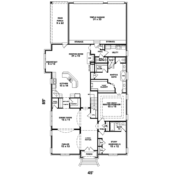 Floor Plan - Main Floor for European House Plan #81-602 - 3 bed, 3.5 bath