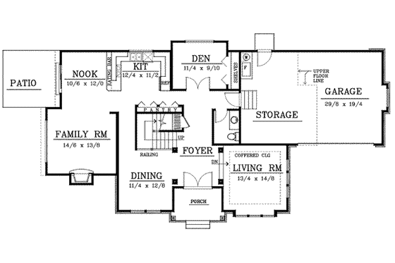 Floor Plan - Main Floor for Traditional House Plan #100-411 - 3 bed, 2.5 bath