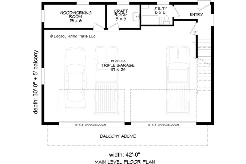 Architectural House Design - Floor Plan - Main Floor for Beach House Plan #932-1088 - 2 bed, 1.5 bath