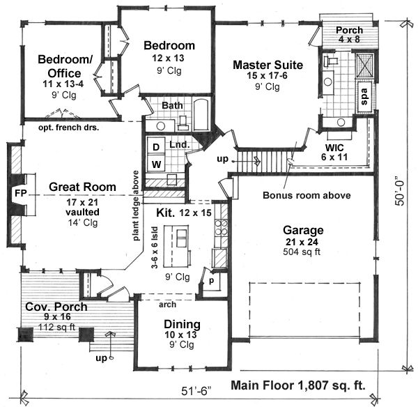 Home Plan - Craftsman Floor Plan - Main Floor Plan #51-519