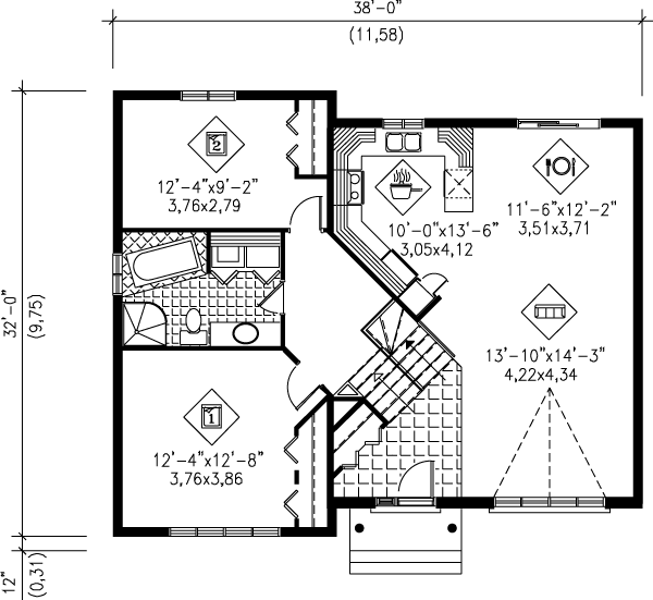European Floor Plan - Main Floor Plan #25-395