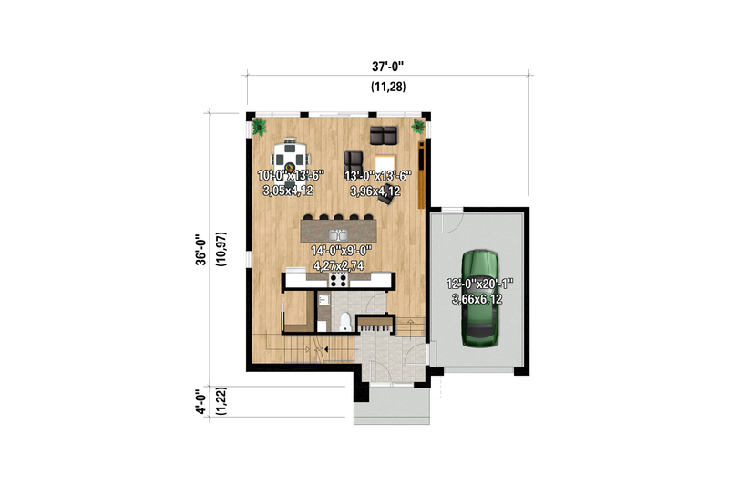 Architectural House Design - Floor Plan - Main Floor for Modern House Plan #25-5026 - 3 bed, 1.5 bath