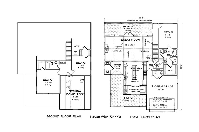 House Design - Floor Plan - Main Floor for Farmhouse House Plan #513-2239 - 3 bed, 2.5 bath