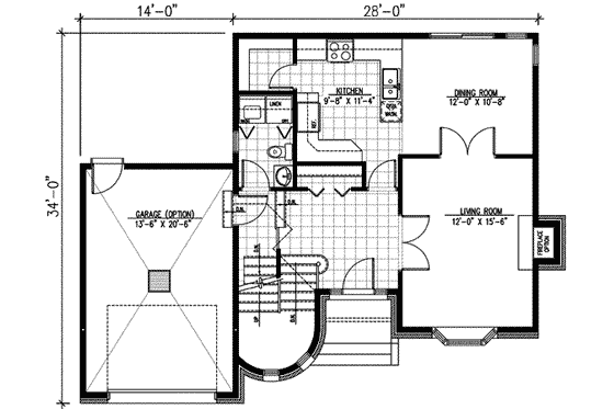 Floor Plan - Main Floor for European House Plan #138-146 - 3 bed, 1.5 bath