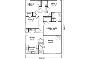 Floor Plan - Main Floor for Cottage House Plan #84-105 - 4 bed, 2 bath