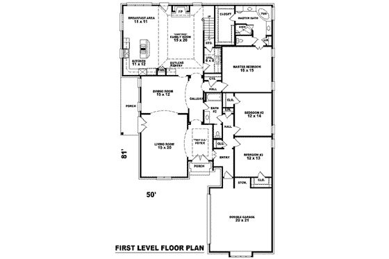 Floor Plan - Main Floor for European House Plan #81-1277 - 4 bed, 3 bath