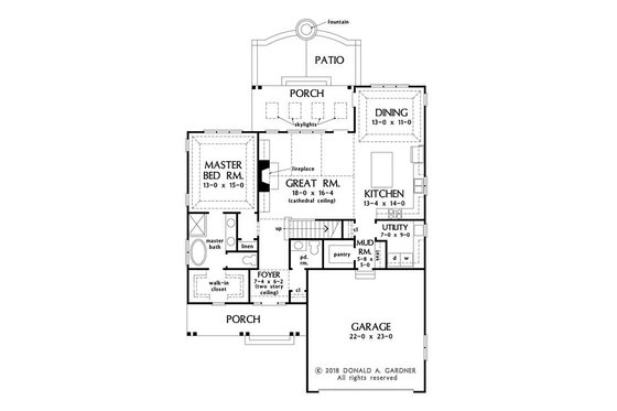 Floor Plan - Main Floor for Craftsman House Plan #929-1082 - 3 bed, 2.5 bath