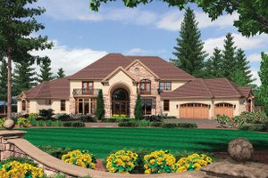 Front View - 6500 square foot European home