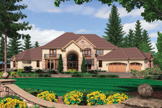 Front View - 6500 square foot European home