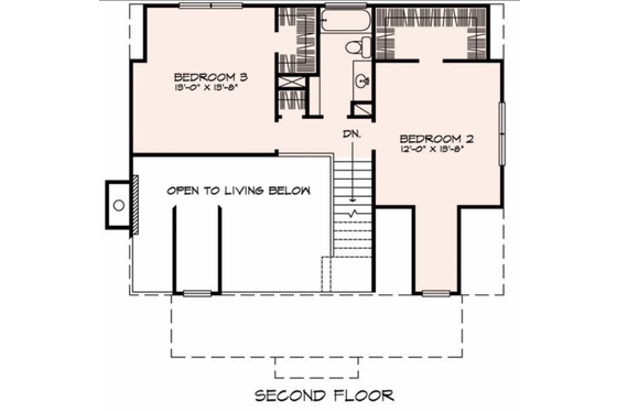 Floor Plan - Upper Floor for Cottage House Plan #140-123 - 3 bed, 2.5 bath