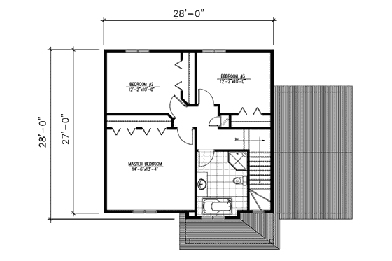Floor Plan - Upper Floor for Country House Plan #138-254 - 3 bed, 1.5 bath