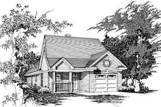 Exterior - Front Elevation for Traditional House Plan #329-156 - 3 bed, 2 bath