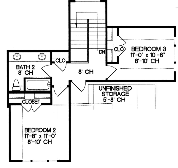 Traditional Floor Plan - Upper Floor Plan #20-612