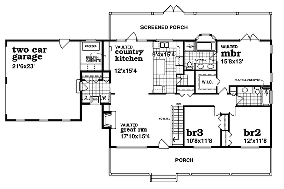 Floor Plan - Main Floor for Country House Plan #47-423 - 3 bed, 2 bath