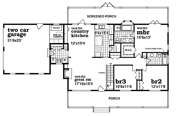 Country Floor Plan - Main Floor Plan #47-423