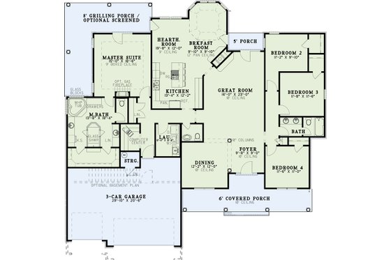 Floor Plan - Main Floor for Traditional House Plan #17-177 - 4 bed, 2.5 bath