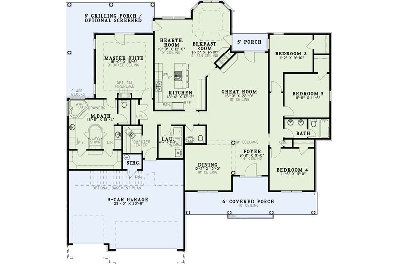 Home Plan - Floor Plan - Main Floor for Traditional House Plan #17-177 - 4 bed, 2.5 bath