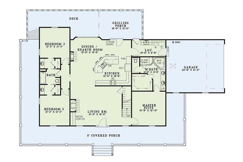 Architectural House Design - Floor Plan - Main Floor for Farmhouse House Plan #17-415 - 3 bed, 3 bath