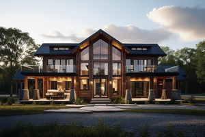 Cabin Exterior - Front Elevation Plan #1109-5