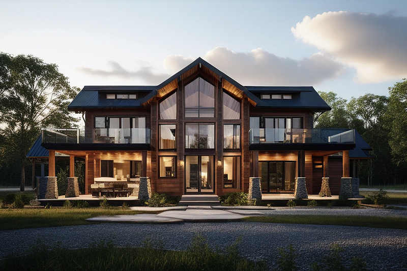 Cabin Style House Plan - 5 Beds 5.5 Baths 3837 Sq/Ft Plan #1109-5 Exterior