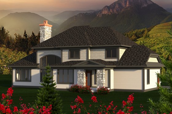 Exterior - Rear Elevation for European House Plan #70-1179 - 4 bed, 2.5 bath