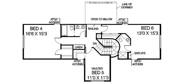 Ranch Floor Plan - Upper Floor Plan #60-460