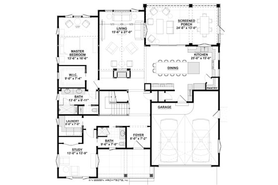 Floor Plan - Main Floor for Farmhouse House Plan #928-310 - 4 bed, 5 bath
