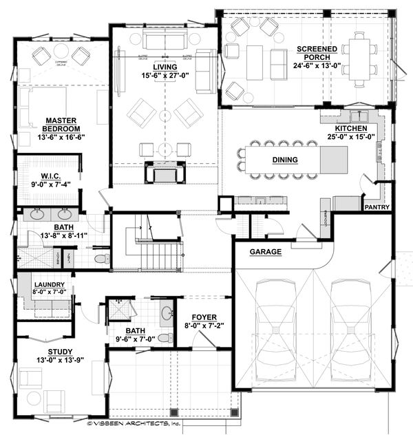 Architectural House Design - Farmhouse Floor Plan - Main Floor Plan #928-310