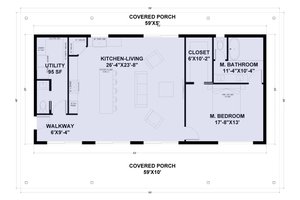 Floor Plan - Main Floor for Barndominium House Plan #1107-13 - 1 bed, 1.5 bath