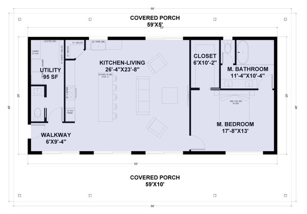 Barndominium Floor Plan - Main Floor Plan #1107-13