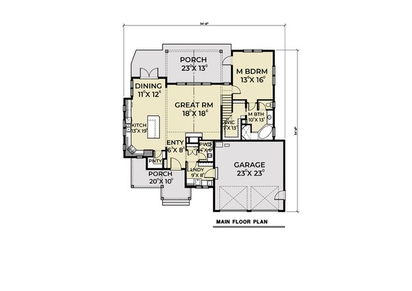 Craftsman Floor Plan - Main Floor Plan #1070-29