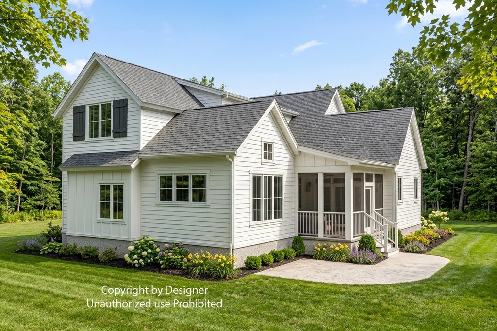 Exterior - Rear Elevation 2 for Farmhouse House Plan #51-1549 - 4 bed, 3.5 bath