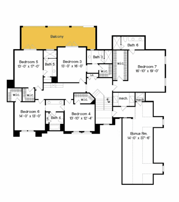 Mediterranean Floor Plan - Upper Floor Plan #135-191