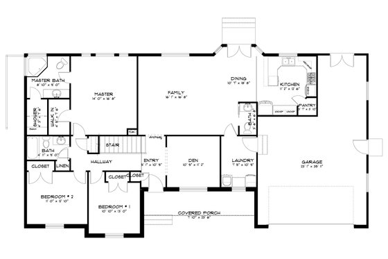 Floor Plan - Main Floor for Traditional House Plan #1060-63 - 3 bed, 2.5 bath