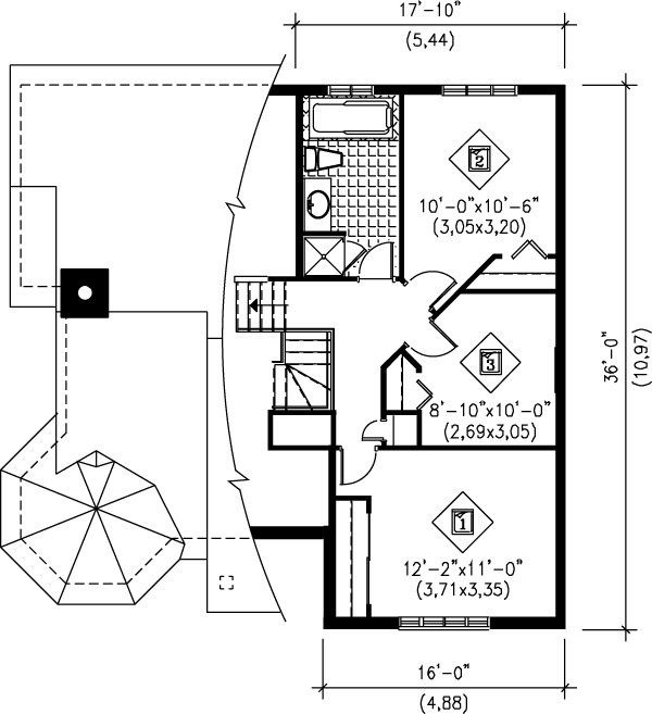European Floor Plan - Upper Floor Plan #25-316