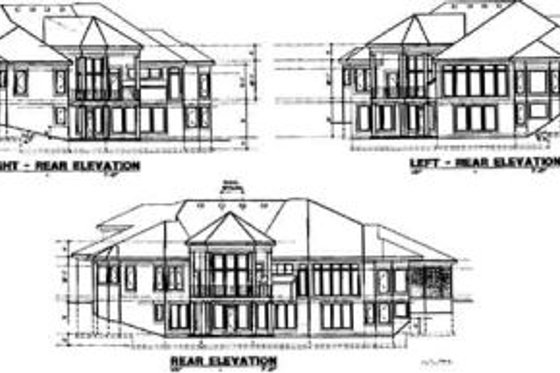 Exterior - Rear Elevation for European House Plan #67-704 - 3 bed, 3 bath