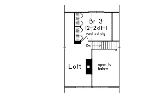 Floor Plan - Upper Floor for Cottage House Plan #57-493 - 3 bed, 1 bath