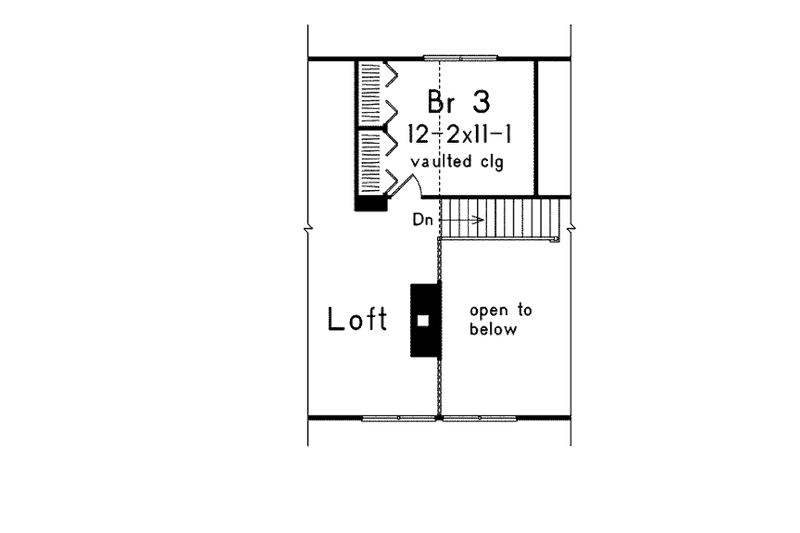 House Blueprint - Floor Plan - Upper Floor for Cottage House Plan #57-493 - 3 bed, 1 bath