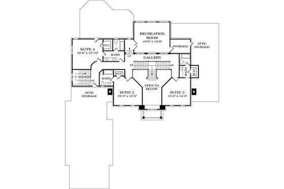 Floor Plan - Upper Floor for Colonial House Plan #453-27 - 5 bed, 5.5 bath