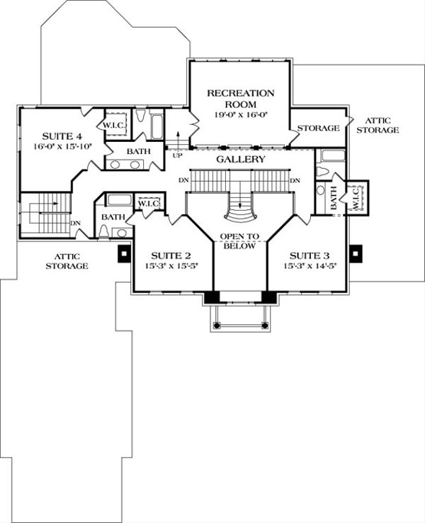 Architectural House Design - Colonial Floor Plan - Upper Floor Plan #453-27