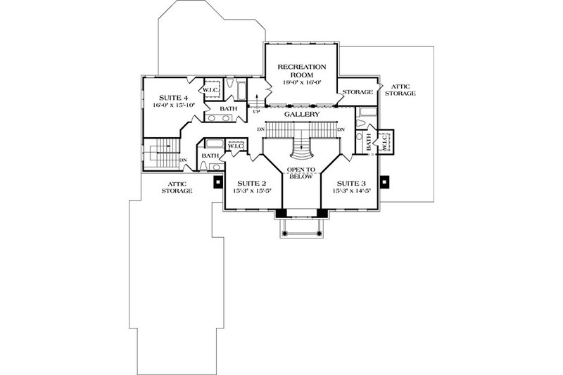 Dream House Plan - Floor Plan - Upper Floor for Colonial House Plan #453-27 - 5 bed, 5.5 bath