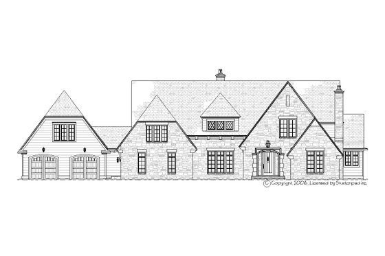 Exterior - Front Elevation 3 for European House Plan #901-102 - 4 bed, 3.5 bath