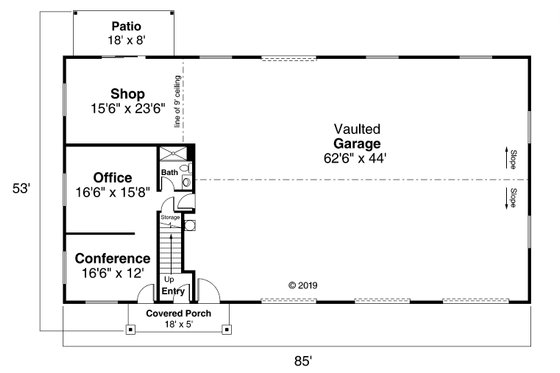Floor Plan - Main Floor for Country House Plan #124-1178 - 1 bed, 1 bath