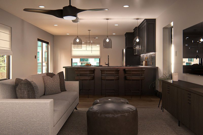 House Blueprint - Interior - Family Room 1 for Modern House Plan #455-336 - 1 bed, 1.5 bath