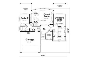 Floor Plan - Main Floor for Craftsman House Plan #20-2066 - 2 bed, 2 bath