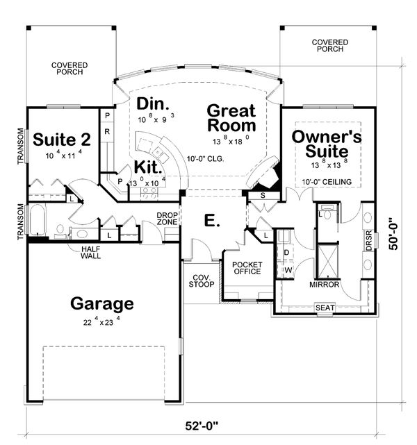 House Plan Design - Craftsman Floor Plan - Main Floor Plan #20-2066