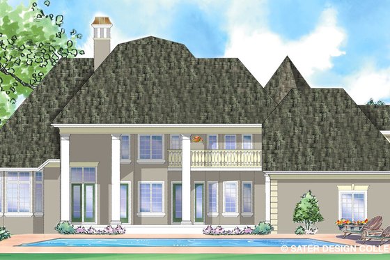 Exterior - Rear Elevation for Classical House Plan #930-271 - 4 bed, 3.5 bath