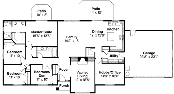 House Plan Design - Ranch Floor Plan - Main Floor Plan #124-394