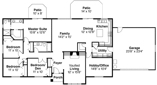 Home Plan - Ranch Floor Plan - Main Floor Plan #124-394