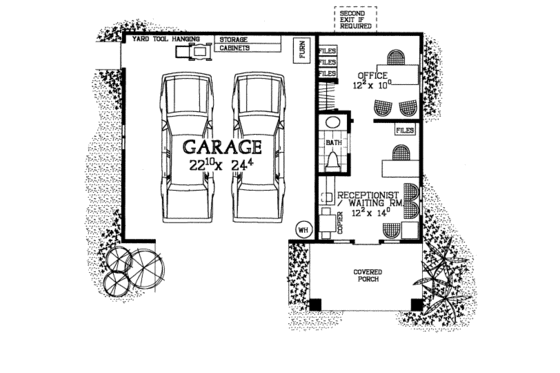 Floor Plan - Main Floor for Bungalow House Plan #72-262, 0.5 bath